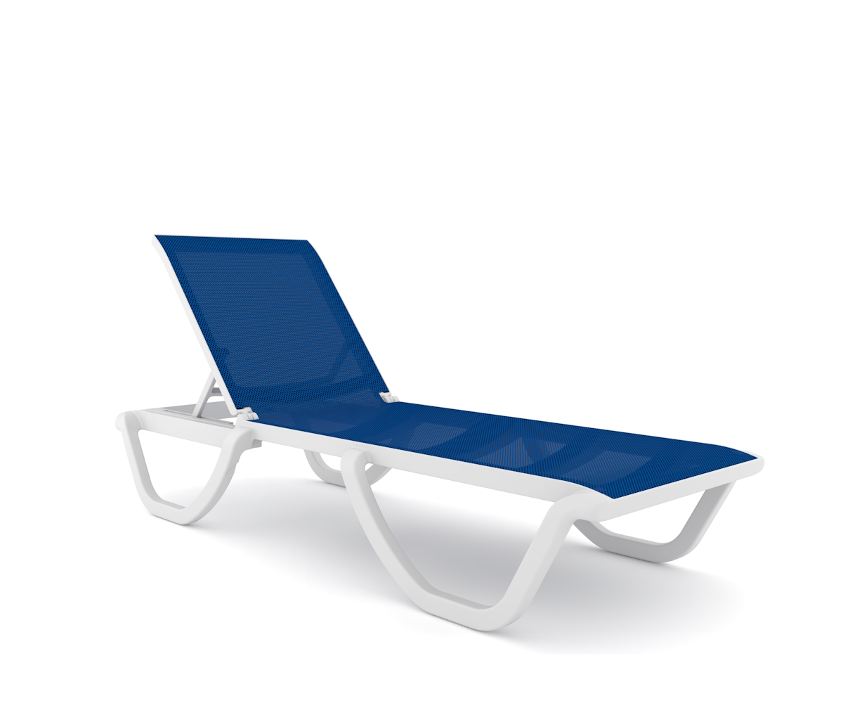 Florence Sl Resin Sun Lounger White Textilene Blue Brutal